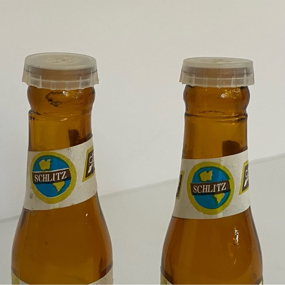 Vintage Schlitz Miniature Beer Bottle Salt and Pepper Bottles Pair Brown 4” - Picture 3 of 13